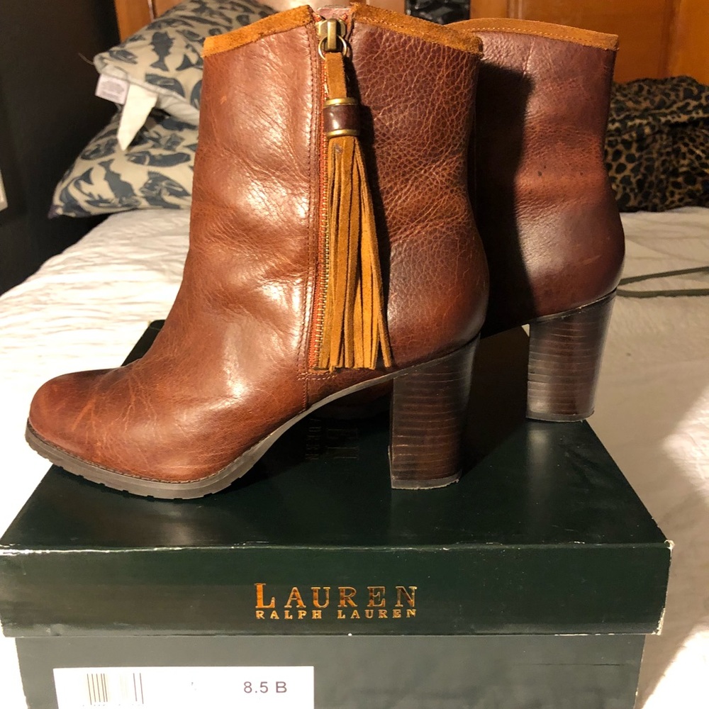 Ralph Lauren brown leather ankle boots.